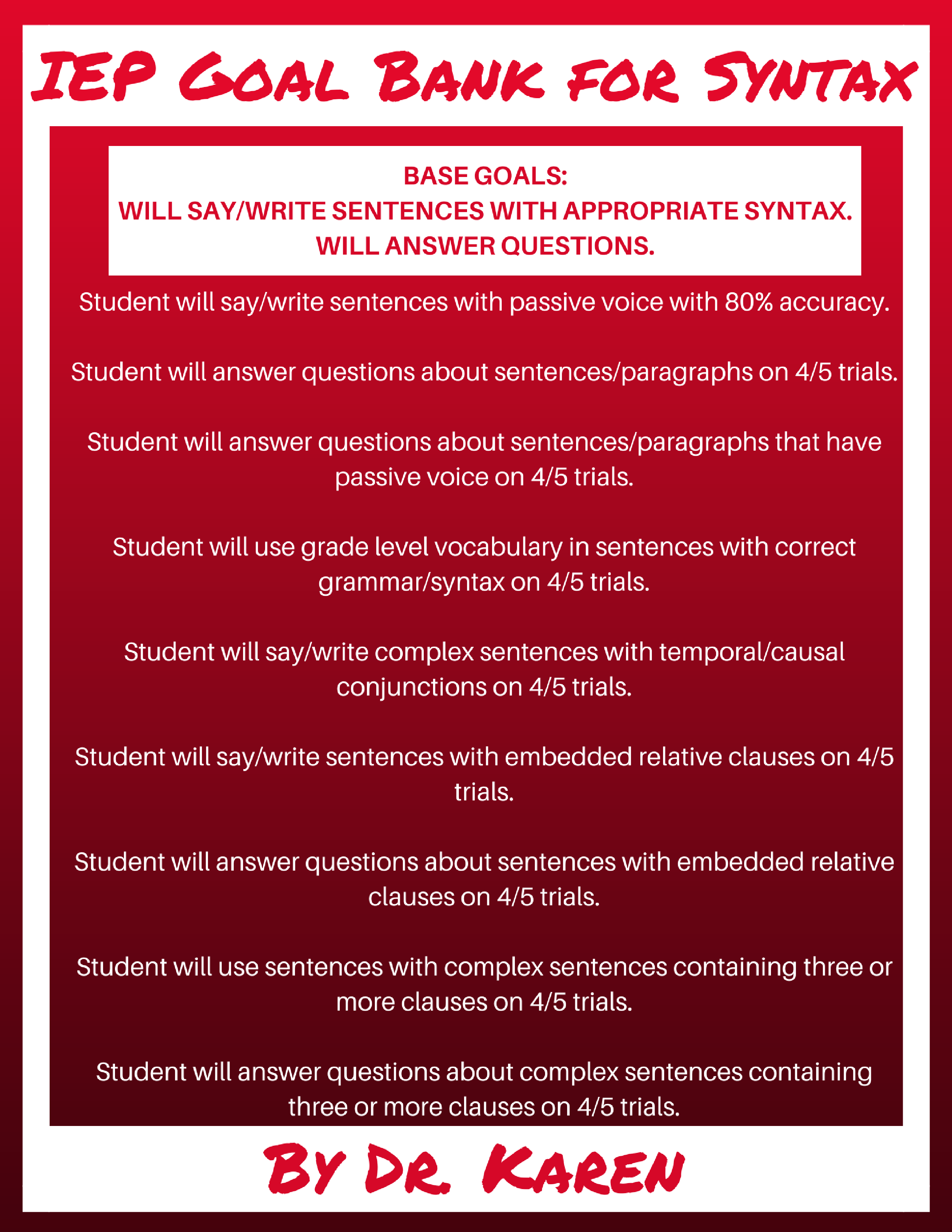 speech therapy goals for syntax